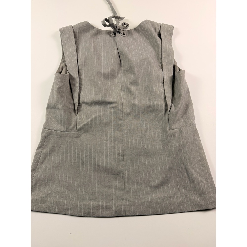 Banana Republic Womens Grey Pinstripe Sleeveless Tie Neck Keyhole Work Top Small - Picture 3 of 11